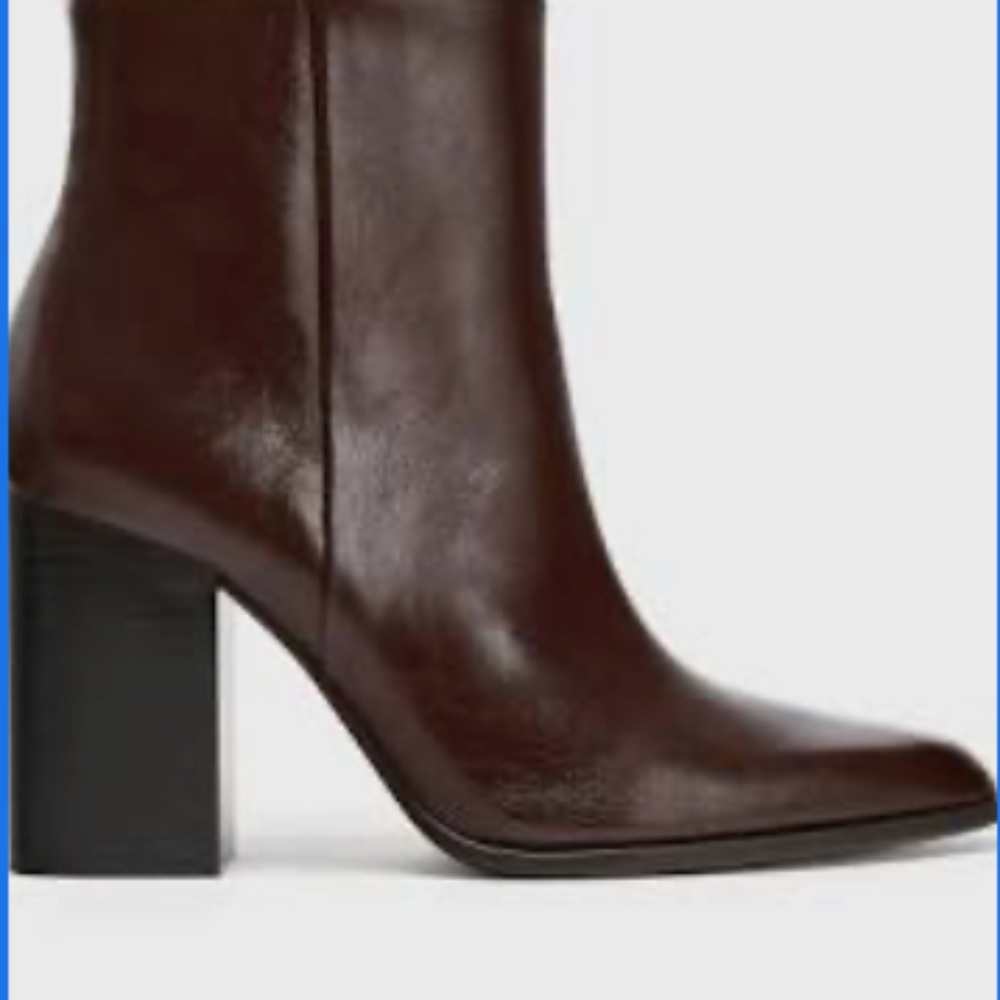 Zara Burgundy Wide Heel Ankle Boots
